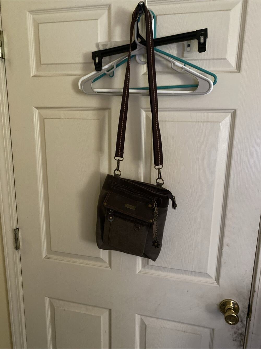 Chala Patch Crossbody Messenger Bag(brown, Faux Leather And Canvas) With Charm